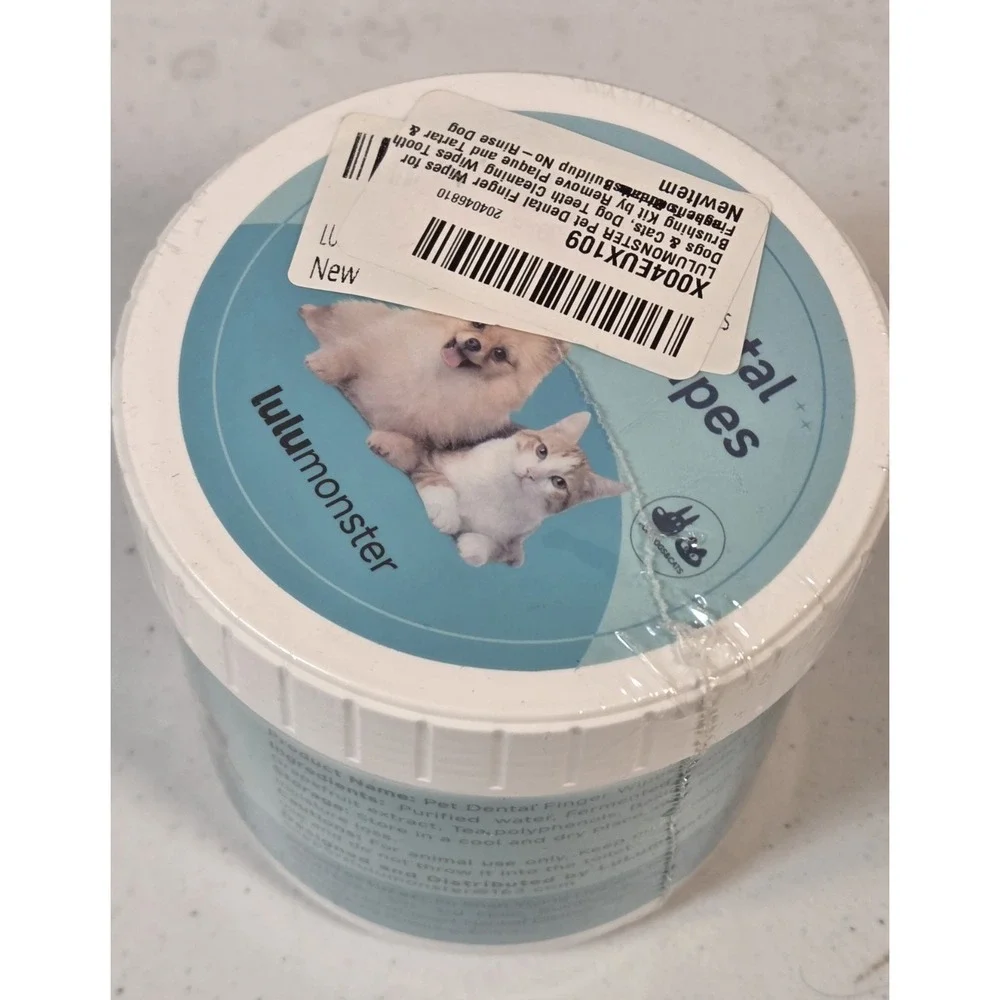 Pet Dental Finger Wipes for Dogs & Cats 50ct Plaque Tartar Breath Care